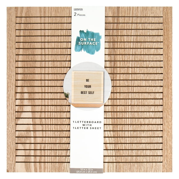 On the Surface Letter Board with Peg Letters, Wooden Letter Board & Black Letter Sheet, 10” x 10”