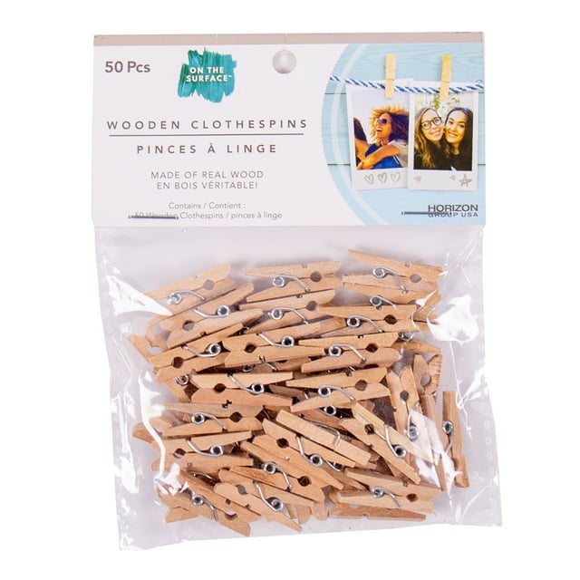 On the Surface™ Mini Wooden Clothespins, 50 ct.