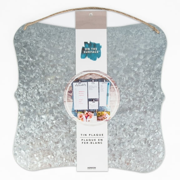 On the Surface Scallop Tin Wall Silver Plaque, Farmhouse Wall Décor, Galvanized Hanging Wall Sign