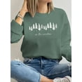 thumbnail image 1 of Crewneck Sweatshirt On The Mountain Wildflowers Camping Tree Print Long Sleeve Shirt for Women, 1 of 4