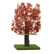 On2 Pets 4ft Interchangeable Leaves Cat Activity Tree, Indoor Cat Tower, Comfy Cat Condo with Scratching Pads, Square Base (Deep Plum)