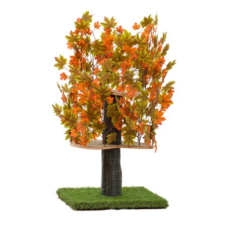 On2 Pets 4ft Interchangeable Leaves Cat Activity Tree, Indoor Cat Tower, Comfy Cat Condo with Scratching Pads, Square Base (Mixed Maple)