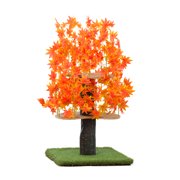 On2 Pets 4ft Interchangeable Leaves Cat Activity Tree, Indoor Cat Tower, Comfy Cat Condo with Scratching Pads, Square Base (Orange Blaze)