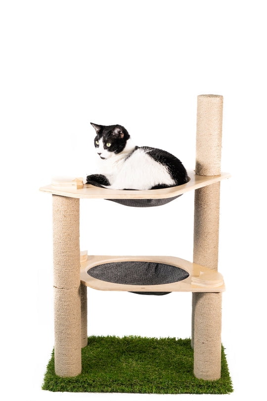 On2 Pets Cat Condo Cat Tree Tower with Cat Hammock Bed and 5 Scratching