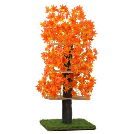 On2Pets Cat Tree with Leaves, Cat House & Cat Activity Tree, Multi-Level Cat Condo for Indoor Cats, Square Base
