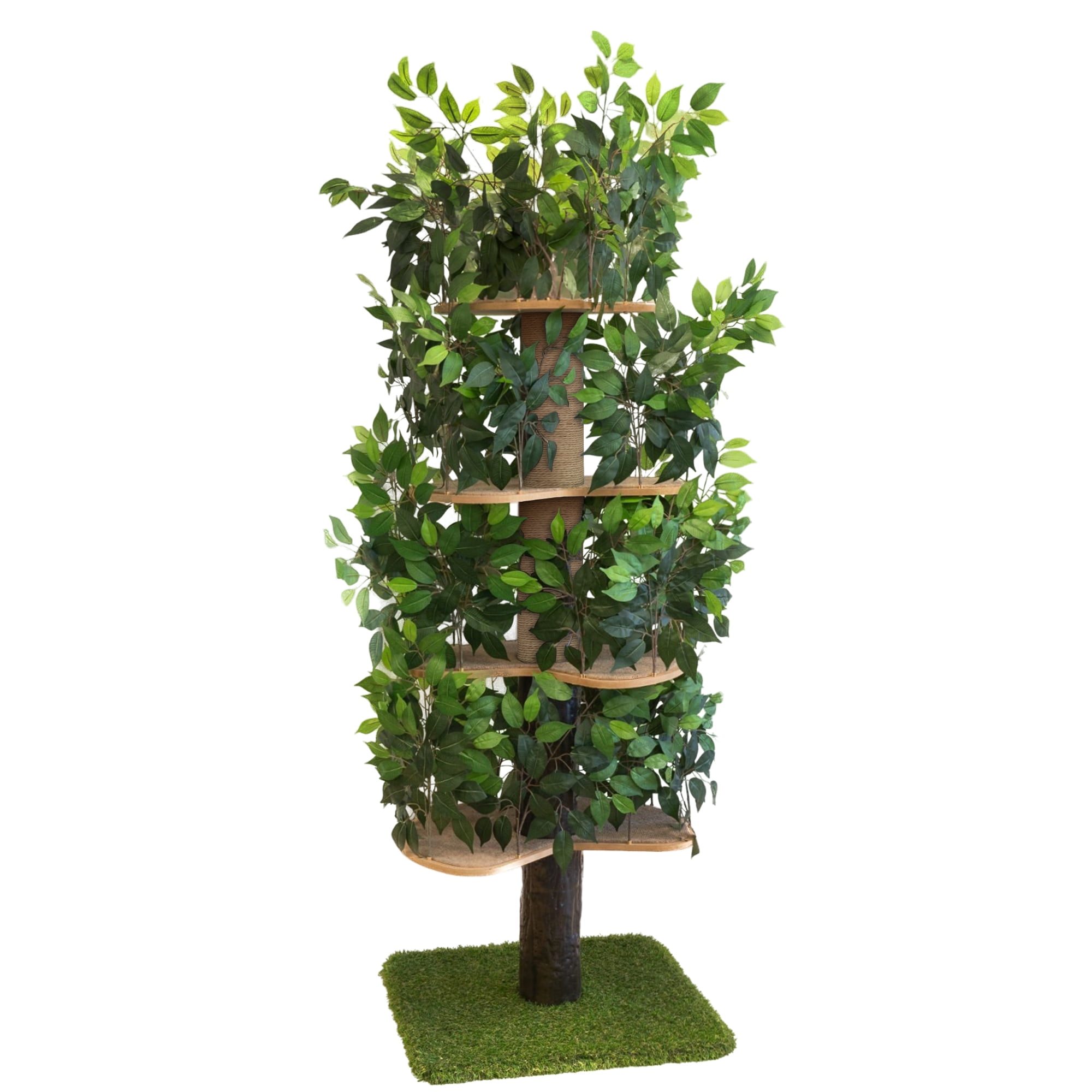 XL Green Multi-Level Cat Tree with Faux Leaves