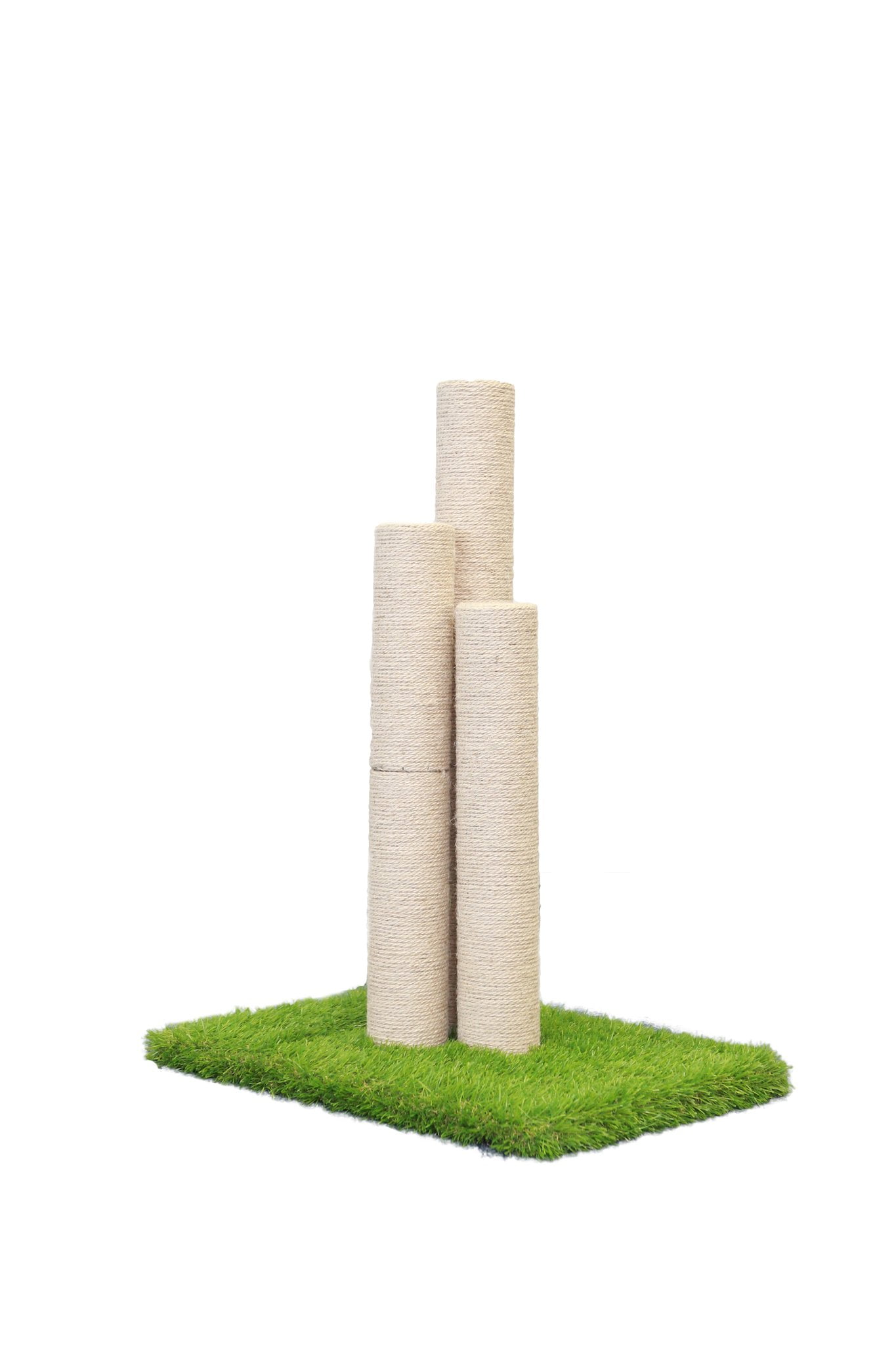 Beige Sisal Cat Scratching Post with Artificial Turf Base