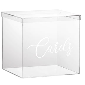 OnDisplay 10" Luxe Acrylic Clear Wedding Card Box w/Lid - Lucite Gift/Money Box