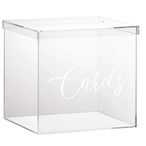 OnDisplay 10" Luxe Acrylic Clear Wedding Card Box w/Lid - Lucite Gift/Money Box