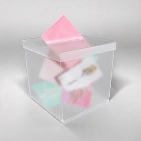 OnDisplay 10" Luxe Acrylic White Wedding Card Box w/Lid - Lucite Gift/Money Box (Frost)
