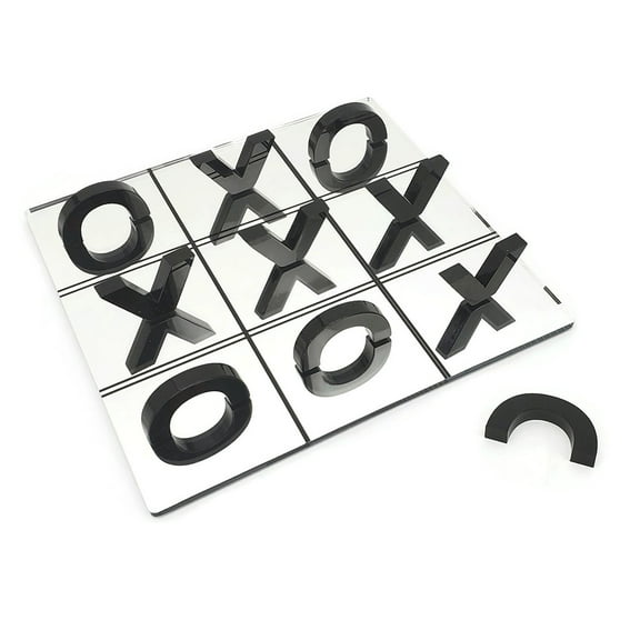 OnDisplay 3D Luxe Acrylic Mirrored Effect Tic Tac Toe Set, Black