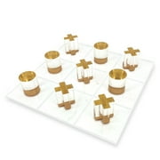 OnDisplay 3D Luxury Acrylic Tic Tac Toe Game   Clear Acrylic Board with Gold Pieces for Modern Coffee Table D cor Gold