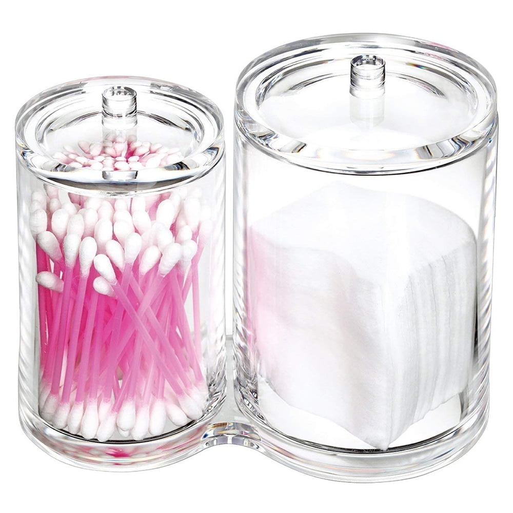 Clear Acrylic Dual Bin Cotton Swab and Pad Organizer