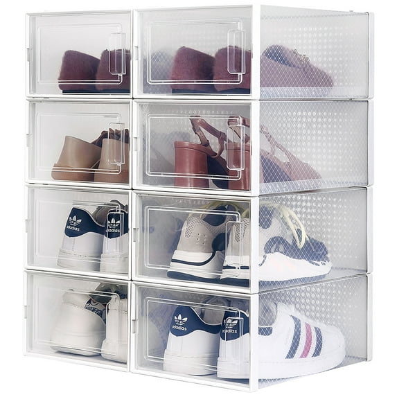 OnDisplay Clik Stackable Interlocking Shoe Box System (Standard Clear/White, Set of 8)