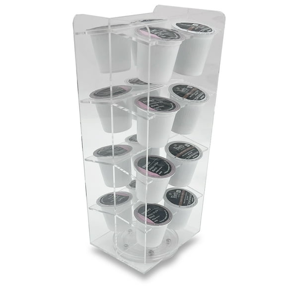 OnDisplay Luxe Acrylic Coffee Pod Carousel Holder - Holds 16 Capsules - Compatible with Keurig® K-Cups