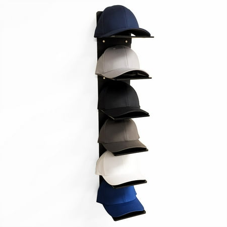 OnDisplay Luxe Acrylic Hat Rack Display - Wall Mounted Baseball Cap Organizer (Matte Black)