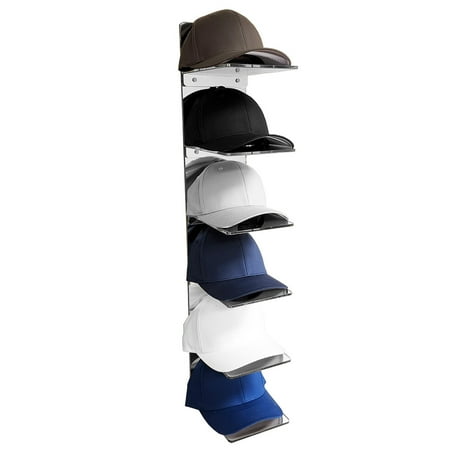 OnDisplay Luxe Acrylic Hat Rack Display - Wall Mounted Baseball Cap Organizer (Mirror)