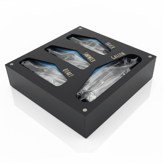 OnDisplay Luxe Acrylic Kitchen Drawer Zip Food Storage Bag Organizer (Black)