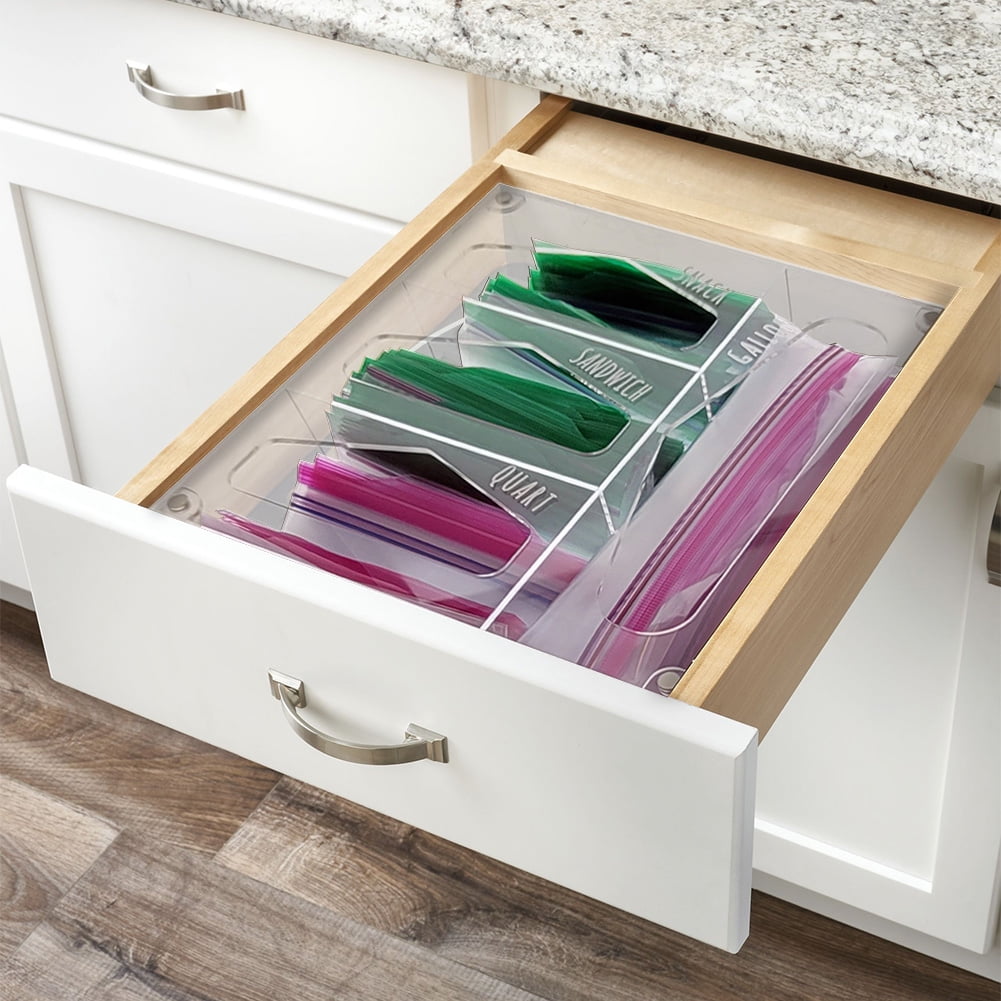 Clear Ziplock Bag Organizer - Acrylic Drawer Storage Box
