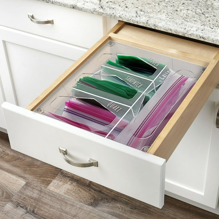 OnDisplay Luxe Acrylic Kitchen Drawer Zip Food Storage Bag Organizer