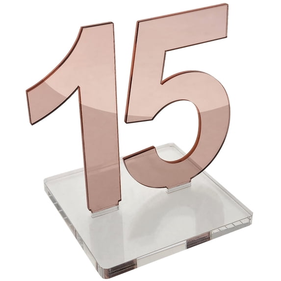 OnDisplay Luxe Laser Cut Mirrored Acrylic Wedding/Party/Event Table Numbers (Rose Gold, 11-15)