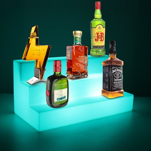 OnDisplay Luxe Wireless Rechargeable LED Lighted Bar Stage Display - Expandable Glowing Liquor Bottle Shelf