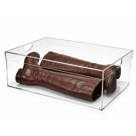 OnDisplay Luxury Handmade Clear Acrylic Shoe Storage Box Stackable Organizer (1, Long)