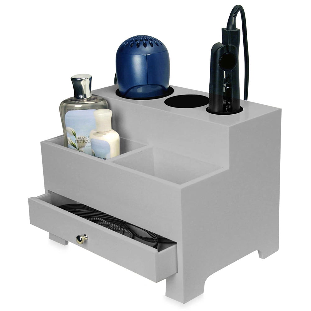 Gray MDF Hair Tool and Accessory Organization Station