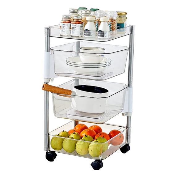 OnDisplay Multi-Tier Rotating Swivel Bin Storage Basket Tower - Kitchen/Bath/Laundry Organizer Utility Cart (Four Tier)
