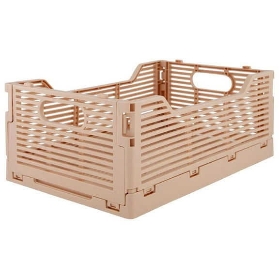 OnDisplay Stackable Folding Desk/Beauty/Closet Storage Crate (Blush Pink, 1, Medium)