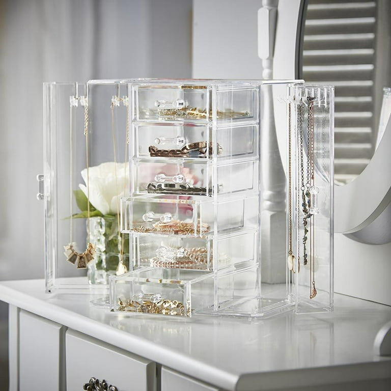OnDisplay Tiered Acrylic Jewelry Cabinet Organizer Clear