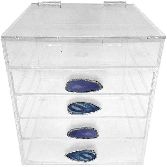 OnDisplay Ultimate Diva Cosmetic Organization Station - 12" Cube - Gold/Silver Agate (Blue/Silver)