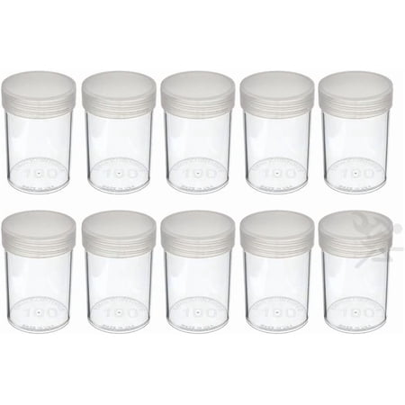 OnFireGuy 10pcs Coin Storage Tubes | Large/Silver Dollar Coin Tubes Round Clear Coin Tubes with Screw-on Lid Made in USA by Edgar Marcus