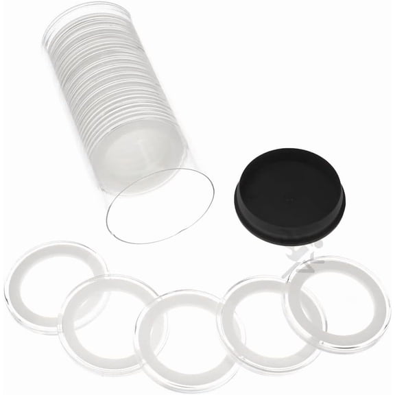 OnFireGuy 20 36mm White Ring 1/2oz Silver Koala, 1/2oz Silver Lunar Series 1 Coin Holders & Capsule Storage Tube Black Plug Lid