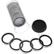 OnFireGuy Black Plug Tube & 20-Pack 38mm Black Ring Coin Holders for Silver Dollars | Protective Coin Cases for 1oz Silver Morgan Peace Eisenhower Dollars