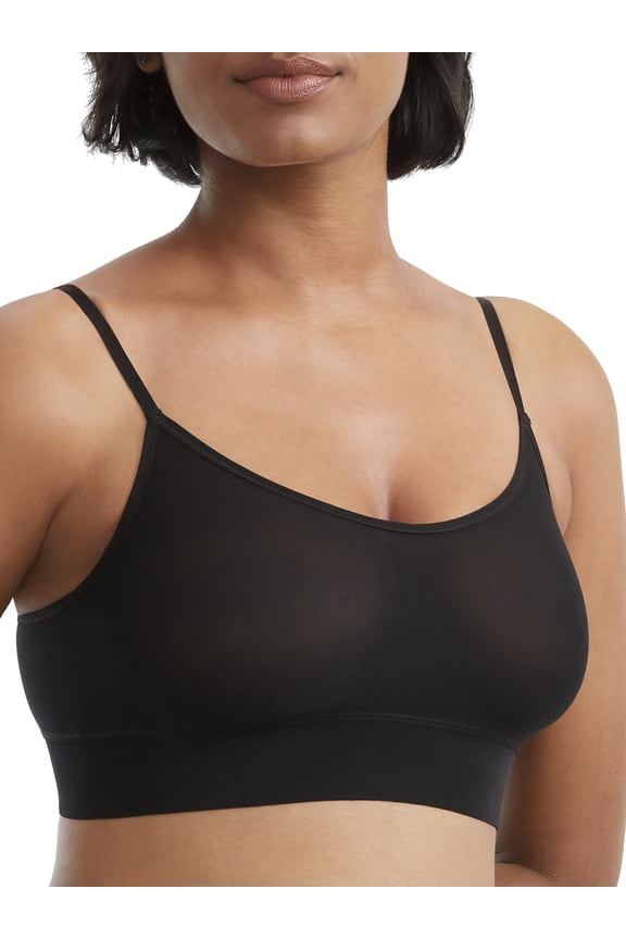 BLACK Gossamer Mesh Longline Bralette, US Small