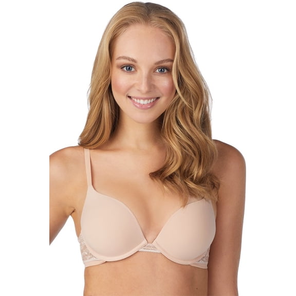 OnGossamer Sleek Micro Push Up Bra, Plush Pads, Lace Back 34DD Champagne