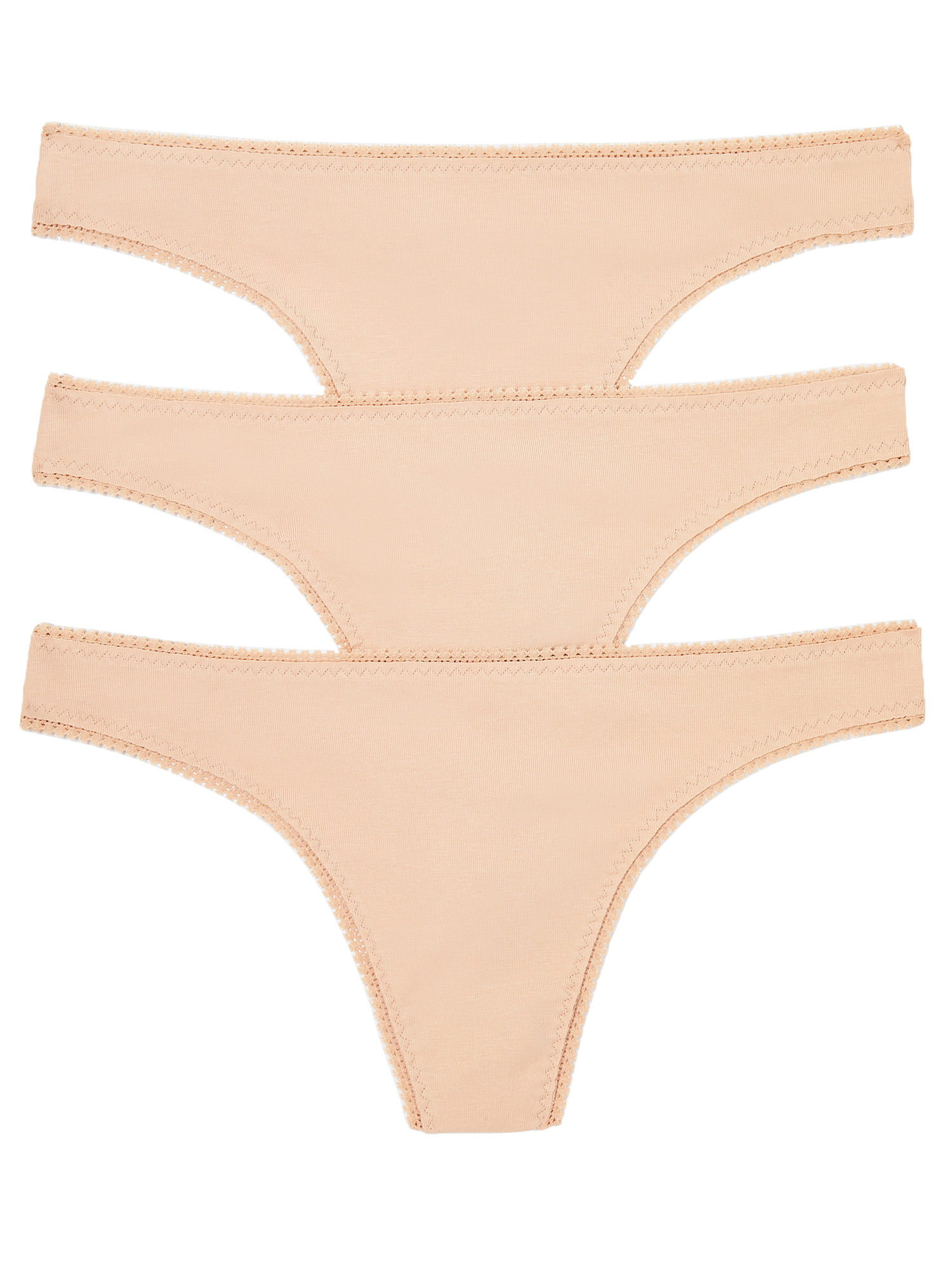 OnGossamer Cabana Cotton Thong 3-Pack – Women’s Soft Lace Hipster