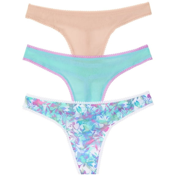 OnGossamer womens  Set of 3 Hip Mesh Thong, l/xl