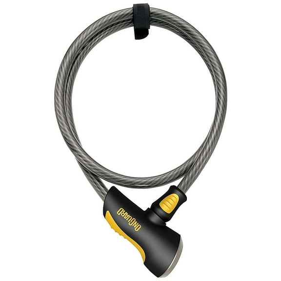 OnGuard Akita Cable Lock with Key: 6' x 12mm, Gray/Black/Yellow