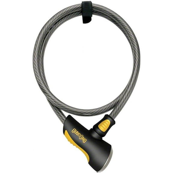 OnGuard Akita Non-Coil Cable Lock with Key: 10' x 12mm, Silver/Black/Yellow