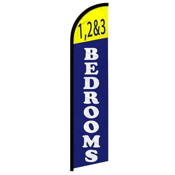 OnPoint Wares| 1, 2, & 3 Bedrooms Windless Banner Flag | Advertising Flag/Business Flags | 11.5ft x 2.5ft