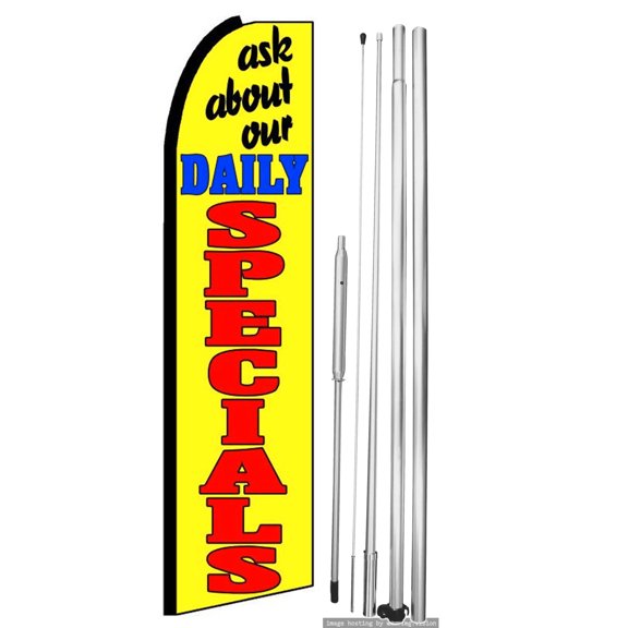OnPoint Wares | ASK ABOUT OUR DAILY SPECIAL Swooper Flag |Advertisement /Business Flags | Feather Flag | With Complete 15ft Hybrid Pole Set