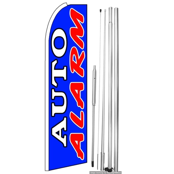 OnPoint Wares | AUTO ALARM Swooper Flag |Advertisement /Business Flags | Feather Flag | With Complete 15ft Hybrid Pole Set