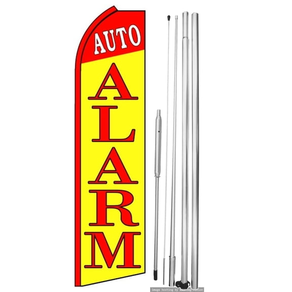 OnPoint Wares | AUTO ALARM Swooper Flag |Advertisement /Business Flags | Feather Flag | With Complete 15ft Hybrid Pole Set