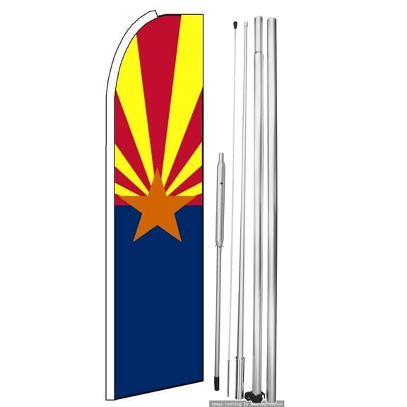 OnPoint Wares | AZ FLAG Swooper Flag |Advertisement /Business Flags | Feather Flag | With Complete 15ft Hybrid Pole Set