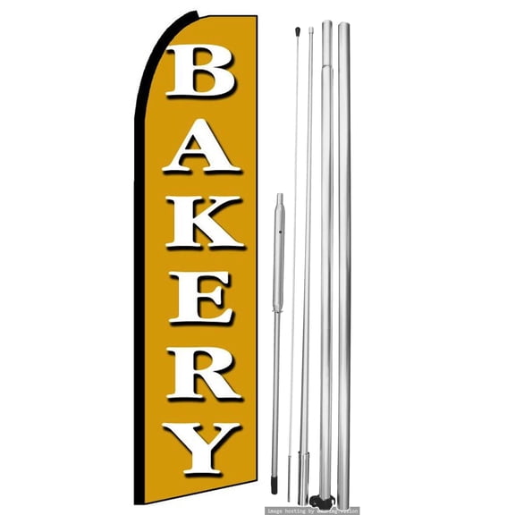 OnPoint Wares | BAKERY Swooper Flag |Advertisement /Business Flags | Feather Flag | With Complete 15ft Hybrid Pole Set