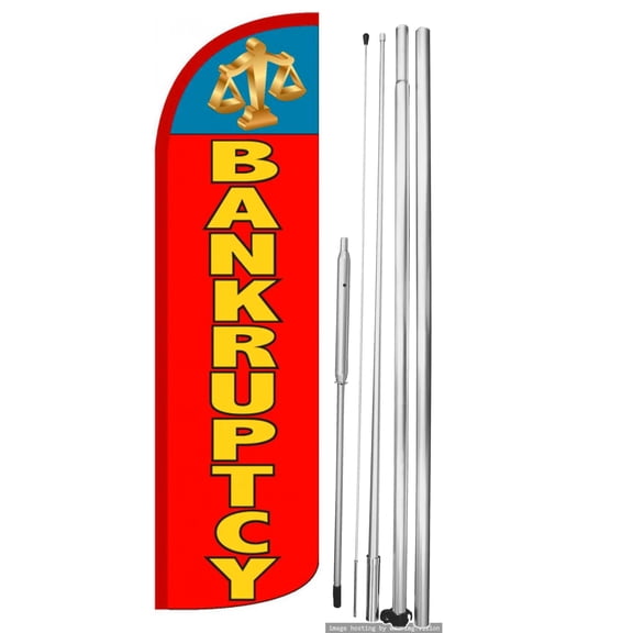 OnPoint Wares | BANKRUPTCY Windless Flag Without Pole |Advertisement /Business Flags | Feather Flag | With Complete 15ft Hybrid Pole Set
