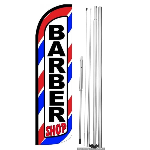 OnPoint Wares | BARBER SHOP Windless Flag Without Pole | Advertisement /Business Flags | Feather Flag | With Complete 15ft Hybrid Pole Set