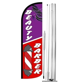 OnPoint Wares | BEAUTY SALON (PURPLE) Windless Flag Without Pole | Advertisement /Business Flags | Feather Flag | With Complete 15ft Hybrid Pole Set